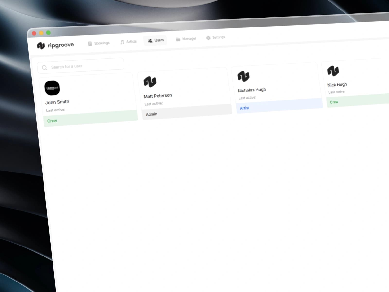 UNDR CTRL user management list view