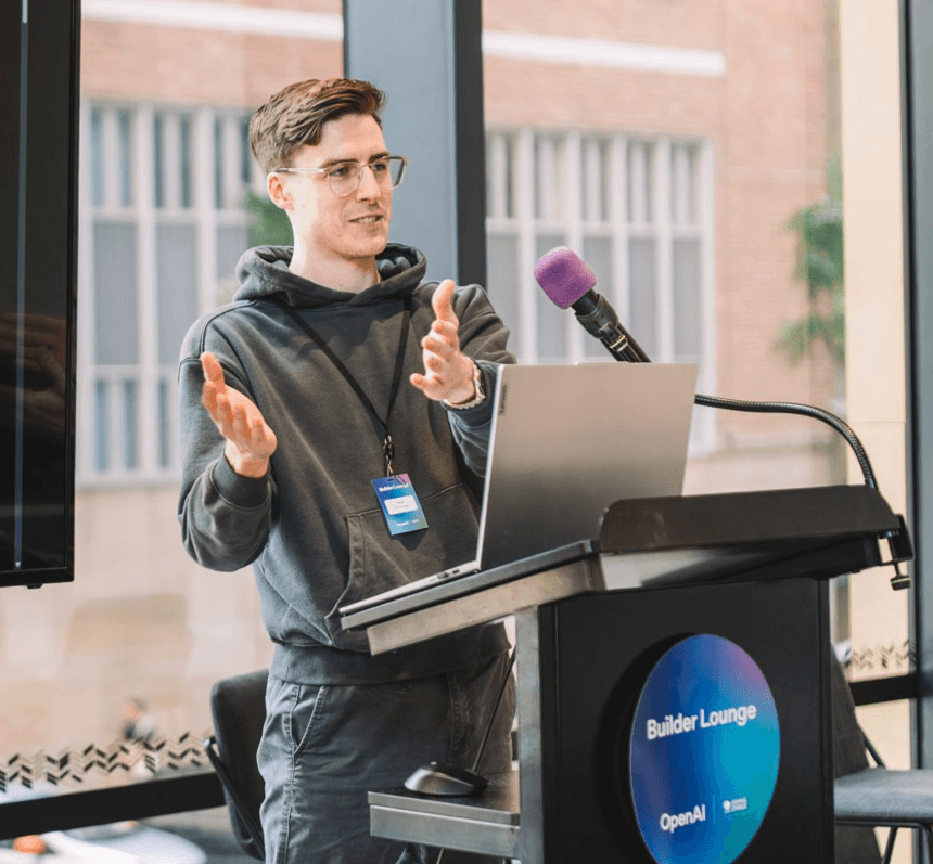 Nick Hugh presenting at the OpenAI Builder Lounge in Sydney